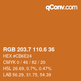 カラーコード: RGB 203.7 110.6 36 | qconv.com