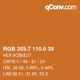 カラーコード: RGB 203.7 110.6 39 | qconv.com