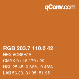 カラーコード: RGB 203.7 110.6 42 | qconv.com