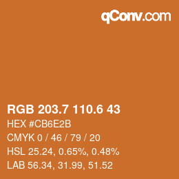 カラーコード: RGB 203.7 110.6 43 | qconv.com