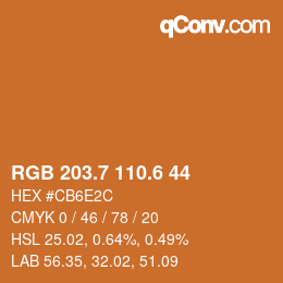 カラーコード: RGB 203.7 110.6 44 | qconv.com