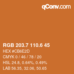 カラーコード: RGB 203.7 110.6 45 | qconv.com