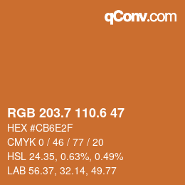 カラーコード: RGB 203.7 110.6 47 | qconv.com