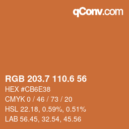 カラーコード: RGB 203.7 110.6 56 | qconv.com