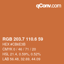 カラーコード: RGB 203.7 110.6 59 | qconv.com