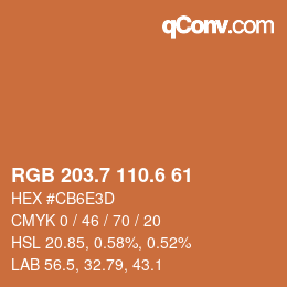 カラーコード: RGB 203.7 110.6 61 | qconv.com