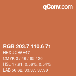 カラーコード: RGB 203.7 110.6 71 | qconv.com