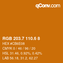 カラーコード: RGB 203.7 110.6 8 | qconv.com