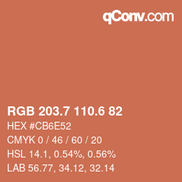 カラーコード: RGB 203.7 110.6 82 | qconv.com