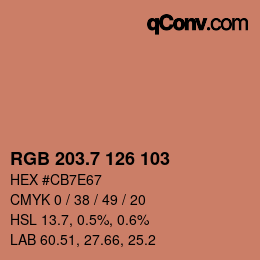 カラーコード: RGB 203.7 126 103 | qconv.com