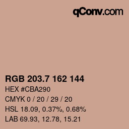 カラーコード: RGB 203.7 162 144 | qconv.com
