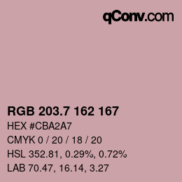 カラーコード: RGB 203.7 162 167 | qconv.com