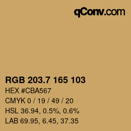 カラーコード: RGB 203.7 165 103 | qconv.com