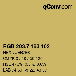 カラーコード: RGB 203.7 183 102 | qconv.com