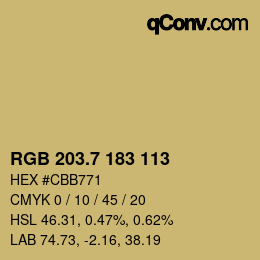 カラーコード: RGB 203.7 183 113 | qconv.com