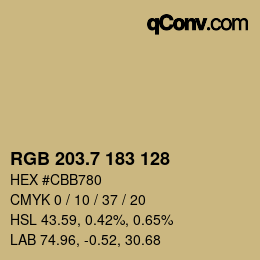 カラーコード: RGB 203.7 183 128 | qconv.com