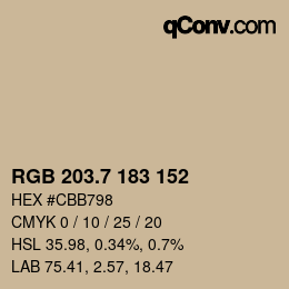 カラーコード: RGB 203.7 183 152 | qconv.com