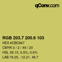 カラーコード: RGB 203.7 200.6 103 | qconv.com