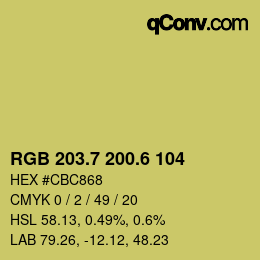 カラーコード: RGB 203.7 200.6 104 | qconv.com
