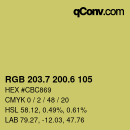 カラーコード: RGB 203.7 200.6 105 | qconv.com