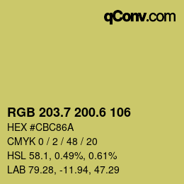 カラーコード: RGB 203.7 200.6 106 | qconv.com
