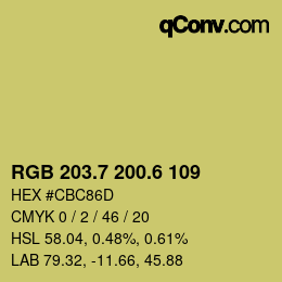 カラーコード: RGB 203.7 200.6 109 | qconv.com