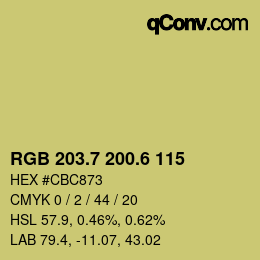 カラーコード: RGB 203.7 200.6 115 | qconv.com