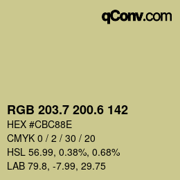 カラーコード: RGB 203.7 200.6 142 | qconv.com