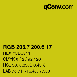 カラーコード: RGB 203.7 200.6 17 | qconv.com