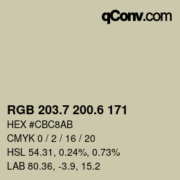 カラーコード: RGB 203.7 200.6 171 | qconv.com