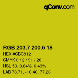 カラーコード: RGB 203.7 200.6 18 | qconv.com
