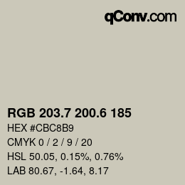 カラーコード: RGB 203.7 200.6 185 | qconv.com