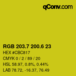 カラーコード: RGB 203.7 200.6 23 | qconv.com