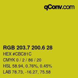 カラーコード: RGB 203.7 200.6 28 | qconv.com