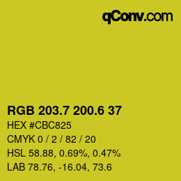 カラーコード: RGB 203.7 200.6 37 | qconv.com
