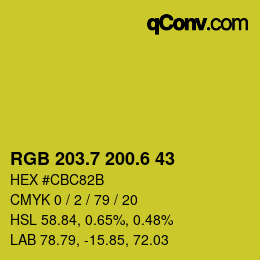 カラーコード: RGB 203.7 200.6 43 | qconv.com