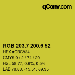 カラーコード: RGB 203.7 200.6 52 | qconv.com