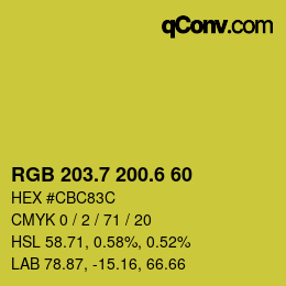 カラーコード: RGB 203.7 200.6 60 | qconv.com