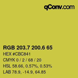 カラーコード: RGB 203.7 200.6 65 | qconv.com