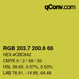カラーコード: RGB 203.7 200.6 66 | qconv.com