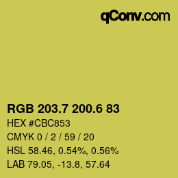 カラーコード: RGB 203.7 200.6 83 | qconv.com