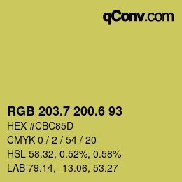 カラーコード: RGB 203.7 200.6 93 | qconv.com
