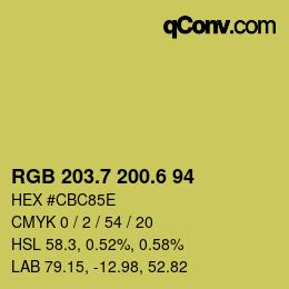 カラーコード: RGB 203.7 200.6 94 | qconv.com