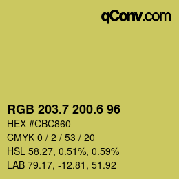カラーコード: RGB 203.7 200.6 96 | qconv.com