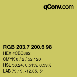 カラーコード: RGB 203.7 200.6 98 | qconv.com