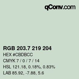カラーコード: RGB 203.7 219 204 | qconv.com