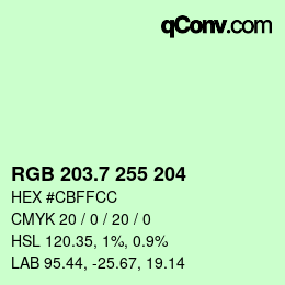 カラーコード: RGB 203.7 255 204 | qconv.com