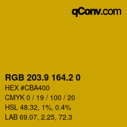 カラーコード: RGB 203.9 164.2 0 | qconv.com