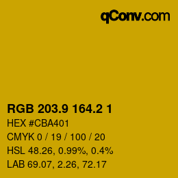カラーコード: RGB 203.9 164.2 1 | qconv.com