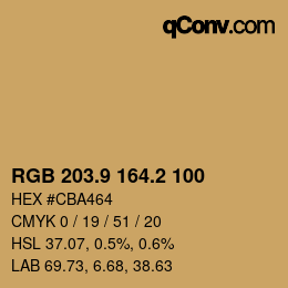 Color code: RGB 203.9 164.2 100 | qconv.com